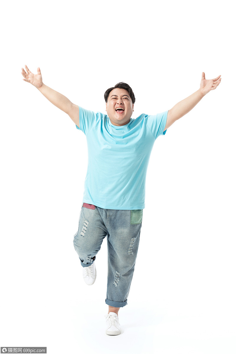 年轻男胖子欢乐形象