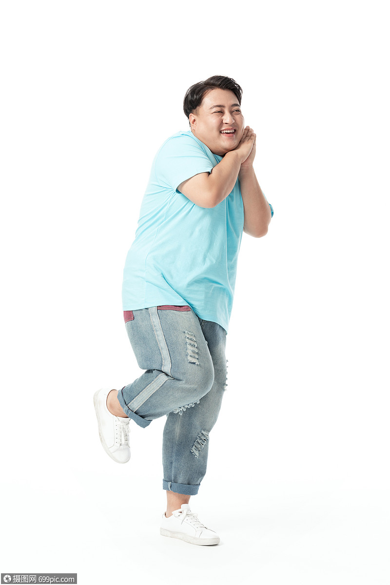 年轻男胖子欢乐形象超重男生