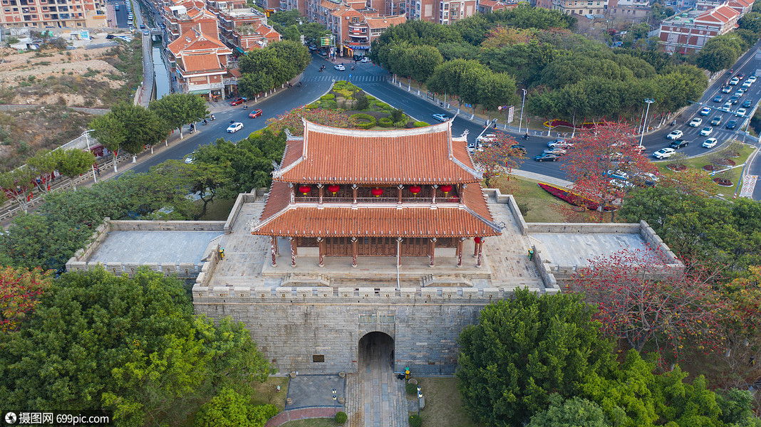 福建泉州老城区风光临漳门泉州城市风光城门