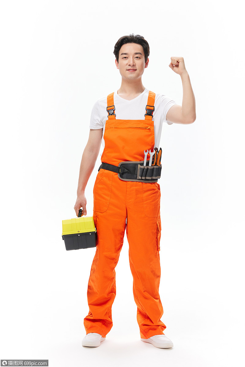 维修工人拿着维修工具箱人像人物